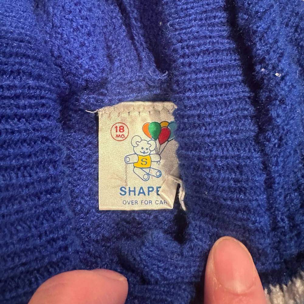 Vintage Baby Blue Rainbow Colorful Hooded Knit Cardigan Sweater Sz 18 Mon - Picture 6 of 10